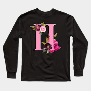 Gemini Horoscope Zodiac Pink Flower Design Long Sleeve T-Shirt